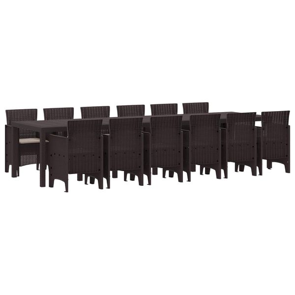 vidaXL Sodo valgomojo komplektas 13 pcs Ruda Polt ratanas