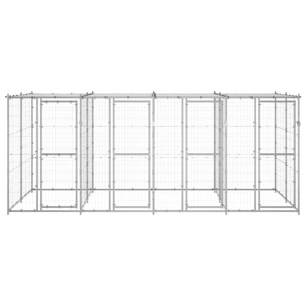 vidaXL Lauko voljeras &scaron;unims su stogu, galvanizuotas plienas, 9,68m&sup2;