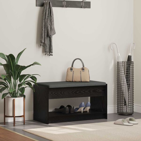 vidaXL Koridoriaus suolas su pagalve Juodas Ąžuolas 83 x 38 x 45 cm