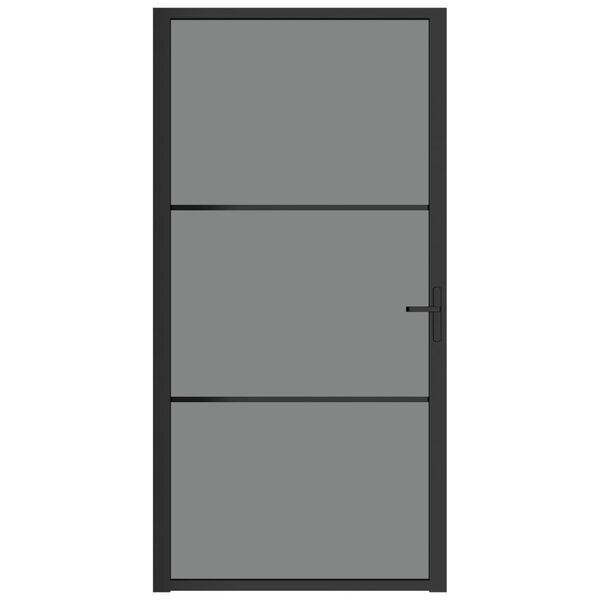 vidaXL Vidaus durys, juodos, 102,5x201,5cm, ESG stiklas ir aliuminis