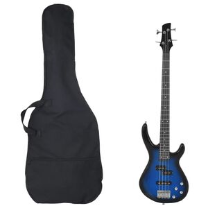 vidaXL Elektrinė bosinė gitara pradedantiesiems, mėlyna/juoda, 4/4 46"