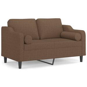 vidaXL Dvivietė sofa su pagalvėlėmis, rudos spalvos, 120cm, audinys