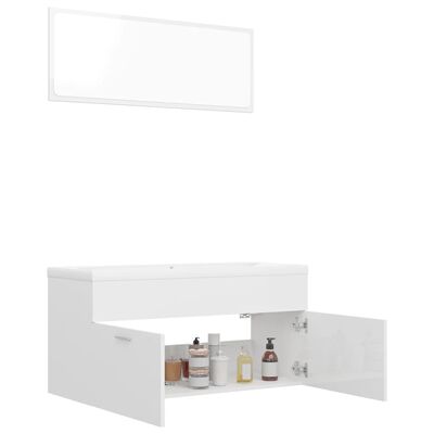 vidaXL Vonios kambario baldų komplektas, baltas, MDP, ypač blizgus