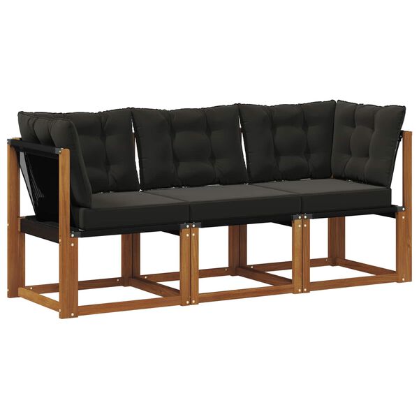 vidaXL Lauko vidurinė ir kampinė sofa su pagalve 3 Vienetas Natūrali