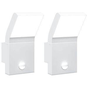 vidaXL Lauko LED &scaron;viestuvai su jutikliais, 2vnt., balti, aliuminis