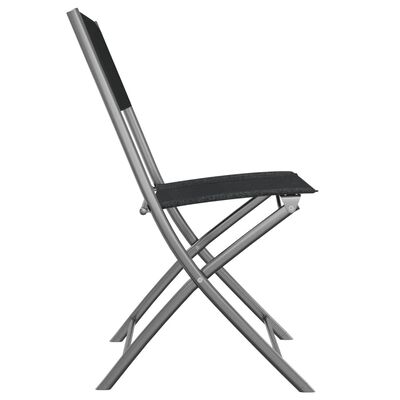 vidaXL Sulankstomos lauko kėdės, 4vnt., juodos, plienas ir tekstilenas