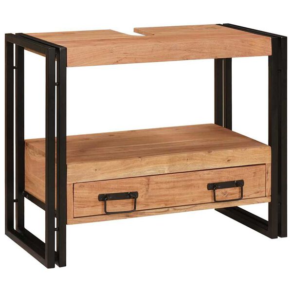 vidaXL Veidrodžių kabinetas su stalčių Ruda Kietos akacijos mediena