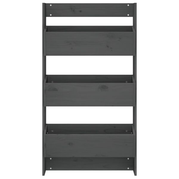 vidaXL Sieninis lovelis, 3 auk&scaron;tų, pilkas, 60x18,5x110cm, pu&scaron;is