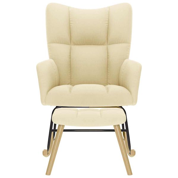 vidaXL Supama kėdė su pakoja, kreminės spalvos, audinys