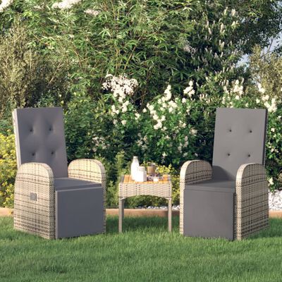 vidaXL Atlošiamos sodo kėdės su pagalvėmis, 2vnt., pilkos, poliratanas