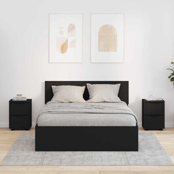 vidaXL Naktiniai staliukai su stalčių 2 pcs Juoda 30,5 x 30 x 43 cm