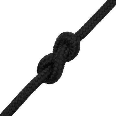 vidaXL Valties virvė, visiškai juoda, 6mm, 250m, polipropilenas
