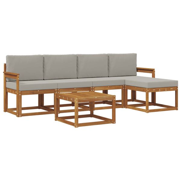 vidaXL Lauko sofos komplektas 6 pcs Natūrali ir &scaron;viesiai pilka