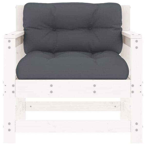 vidaXL Sodo kėdės su pagalvėlėmis, 2vnt., baltos, pu&scaron;ies masyvas