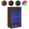 vidaXL &Scaron;oninė spintelė su LED lemputėmis, ruda ąžuolo, 60,5x37x100cm