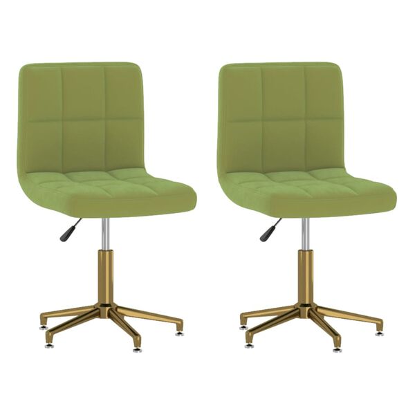 vidaXL Pasukamos valgomojo kėdės, 2vnt., &scaron;viesiai žalios, aksomas