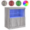 vidaXL &Scaron;oninė spintelė su LED lemputėmis, pilka ąžuolo, 60x37x67cm