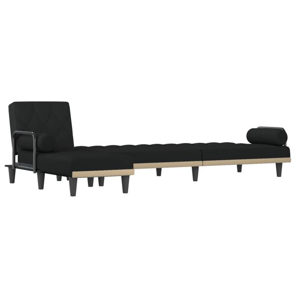vidaXL L formos sofa-lova, juodos spalvos, 260x140x70cm, audinys