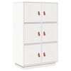 vidaXL Komoda, balta, 67x40x108,5cm, pu&scaron;ies medienos masyvas
