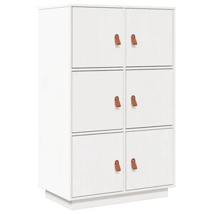 vidaXL Komoda, balta, 67x40x108,5cm, pu&scaron;ies medienos masyvas