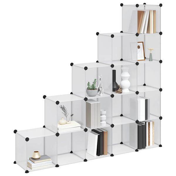 vidaXL Lentyna su 15 kubo formos skyrių, skaidri, PP