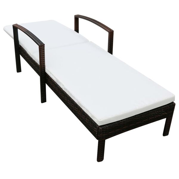 vidaXL Saulės gultas su čiužiniu, poliratanas, rudas