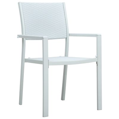 vidaXL Sodo kėdės, 4vnt., baltos spalvos, plastikas, ratano imitacija