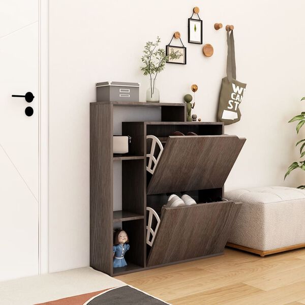 vidaXL Spintelė batams, pilkos ąžuolo spalvos, 79,5x24x90,5cm, MDP