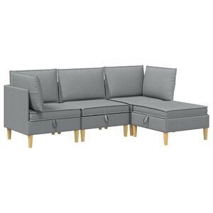 vidaXL Modulinė sofa su laikymo vieta 4 vnt. &Scaron;viesiai pilka Audinys