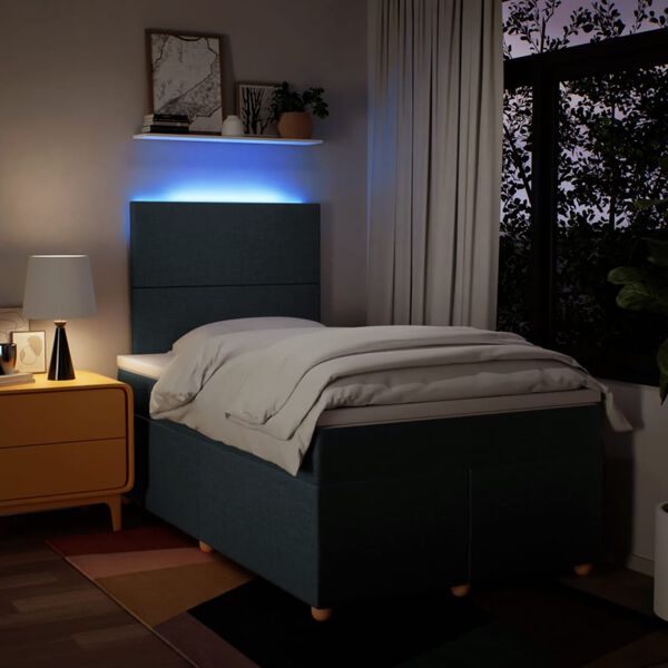 vidaXL Lova su spyruoklėmis ir čiužiniu, mėlyna, 120x190cm, audinys