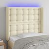 vidaXL Galvūgalis su LED, kreminės spalvos, 93x16x118/128 cm