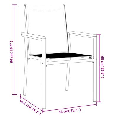 vidaXL Sodo kėdės, 2vnt., juodos, 55x61,5x90cm, tekstilenas ir plienas