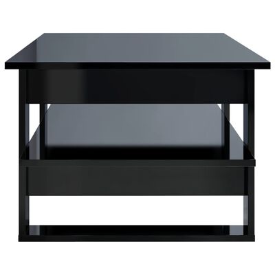 vidaXL Kavos staliukas, juodos spalvos, 110x55x42cm, MDP, labai blizg.