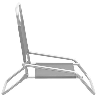 vidaXL Sulankstomos paplūdimio kėdės, 2vnt., pilkos spalvos, audinys