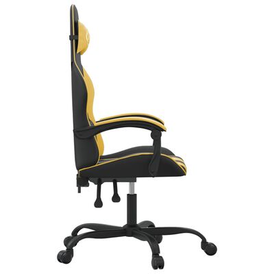 vidaXL Pasukama žaidimų kėdė, juodos ir auksinės spalvos, dirbtinė oda