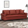 vidaXL Trivietė sofa su pagalvėmis, vyno, 180cm, dirbtinė oda