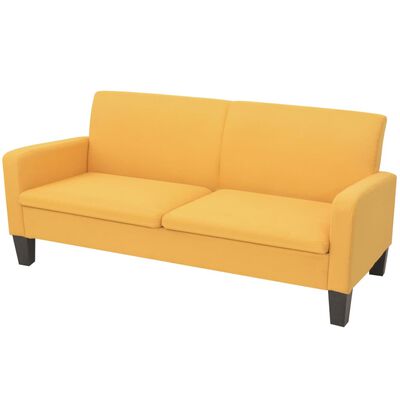 vidaXL Trivietė sofa, 180x65x76, geltonos spalvos