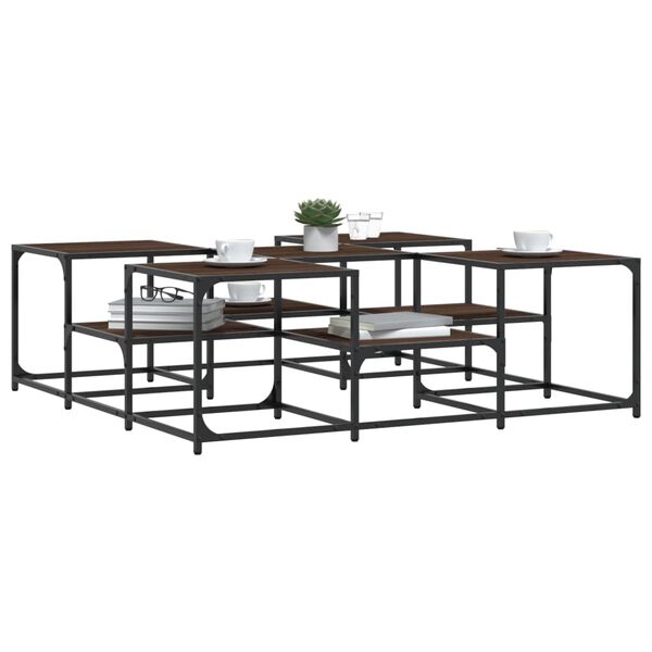 vidaXL Kavos staliukas, rudas ąžuolo, 121x121x40cm, apdirbta mediena