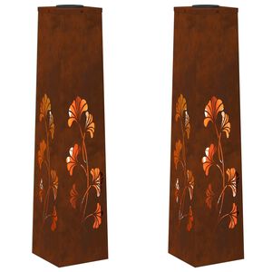vidaXL Saulės LED &scaron;aligatvio &scaron;viesa 2 vnt. &Scaron;ilta balta 18 x 18 x 80 cm