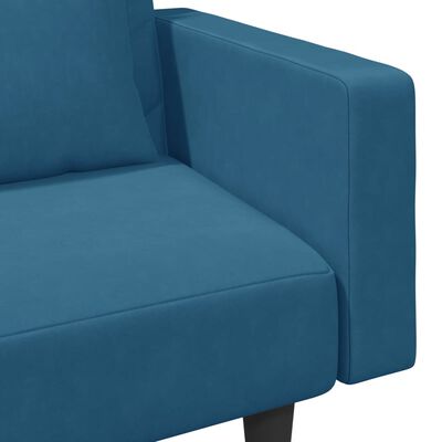 vidaXL Sofos komplektas su pagalvėmis, 2 dalių, mėlynas, aksomas