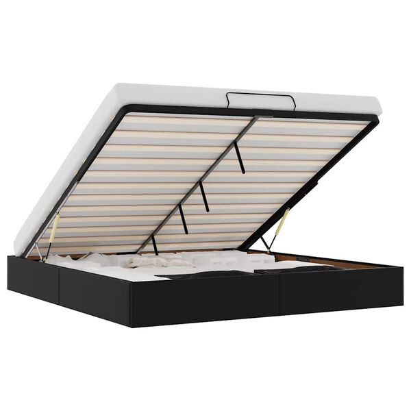 vidaXL Osmanų lovos rėmas be čiužinio, juodas, 180x200cm, dirbt. oda