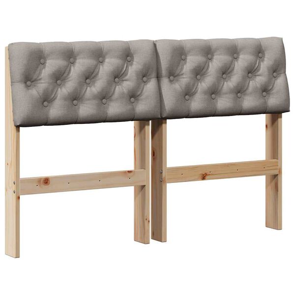 vidaXL Apmu&scaron;ta lovos galvūgalis Taupe 120 cm Kietos pu&scaron;ies mediena