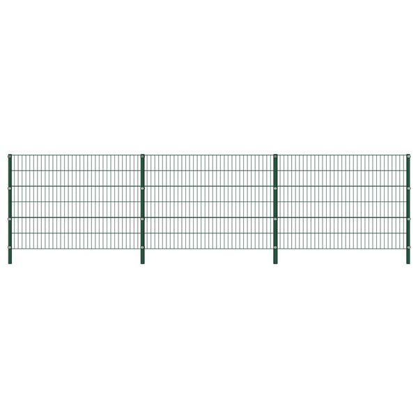 vidaXL Tvoros plok&scaron;tė su stulpais, geležinė, 522x120cm, žalia
