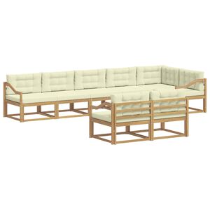 vidaXL Lauko sofos komplektas 6 pcs Balta ir kreminė Poliesteris