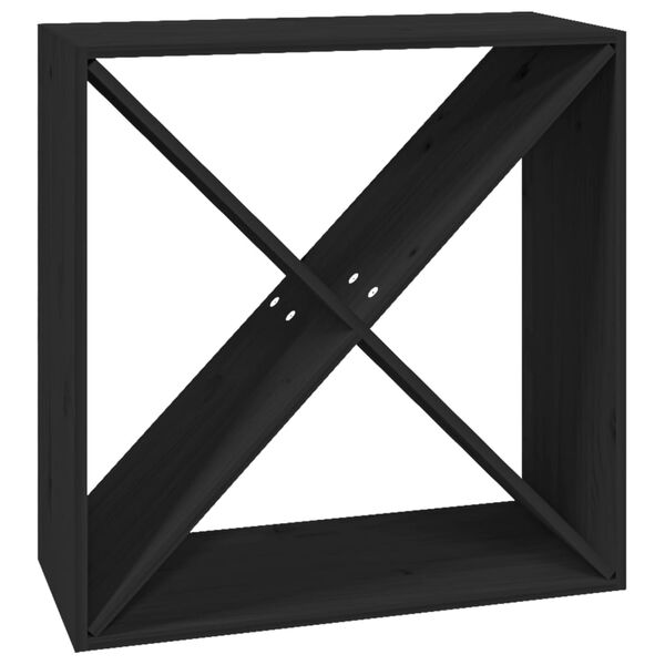 vidaXL Vyno spintelė, juoda, 62x25x62cm, pušies medienos masyvas