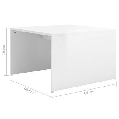 vidaXL Sustumiami kavos staliukai, 3vnt., balti, 60x60x38cm, blizgūs