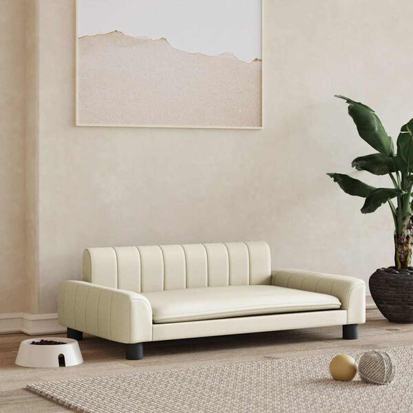 vidaXL Lova šunims, kreminės spalvos, 90x53x30cm, dirbtinė oda