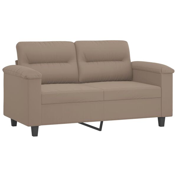 vidaXL Dvivietė sofa su pagalvėmis, taupe, 120cm, mikropluo&scaron;to audinys