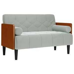 vidaXL Dvivietė sofa su pagalvėlėmis, &scaron;viesiai pilka, 110 cm, aksomas
