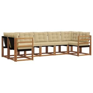 vidaXL Lauko sofos komplektas su pagalve 7 pcs Natūralus ir bežinis
